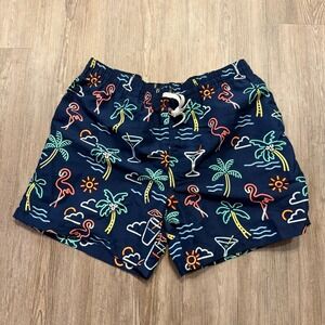 Chubbies Mens Large Neon Beach Party Navy Swim Trunks 5"